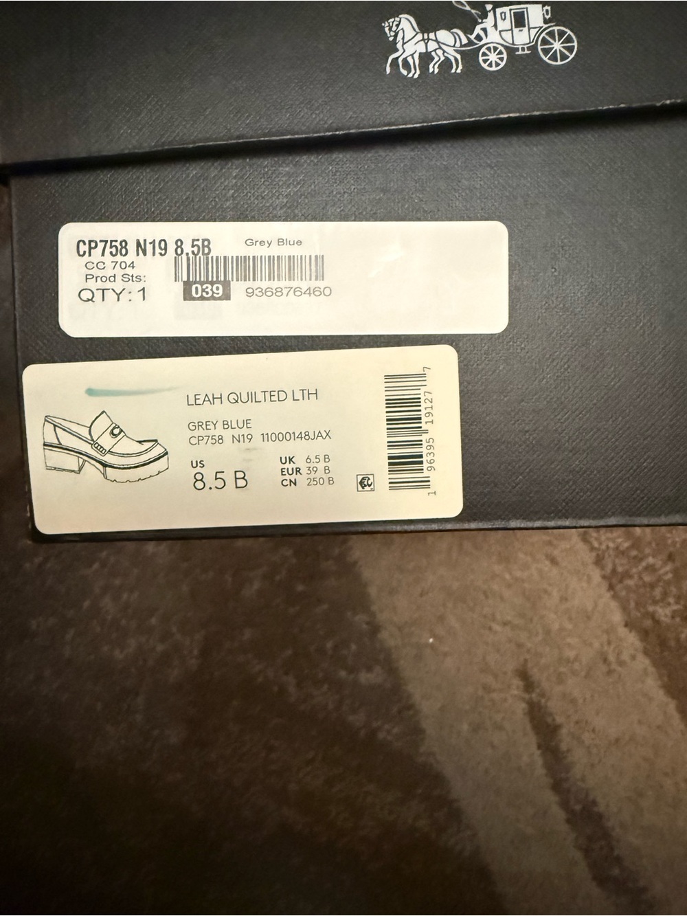 COACH Women's Blue Leah Loafer With Quilting - Picture 6 of 6